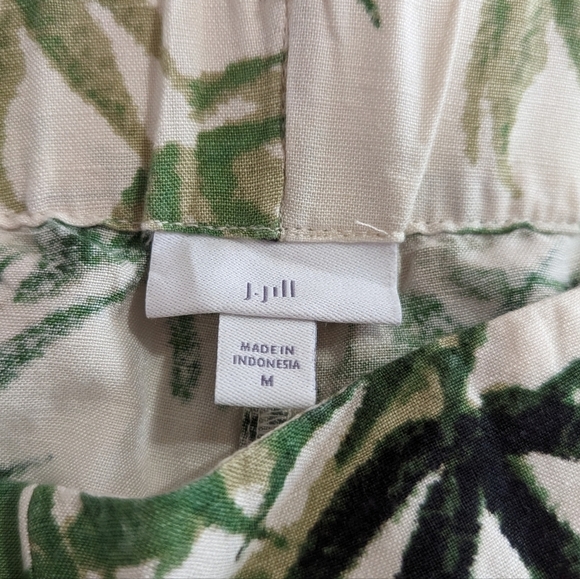 J. Jill Wide Leg Capri Linen Blend Bamboo Print Pants - Picture 7 of 12